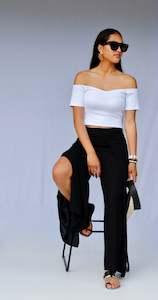 Pants: KIERA BLACK CROSSOVER PANTS