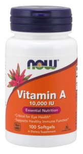 Vision Eye Formulations: NOW Vitamin A 10,000IU Softgels 100