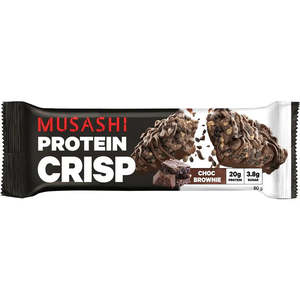 Food Bars: Musashi Protein Crisp Choc Brownie Bar 60g (20g Protein)