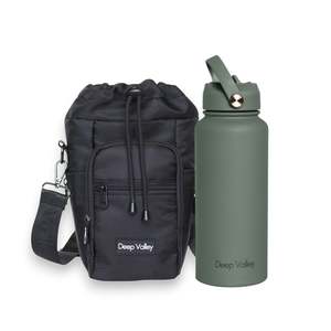 Bundle: Pea Green 1L Insulated Bottle + Dog Walk Mini Bag
