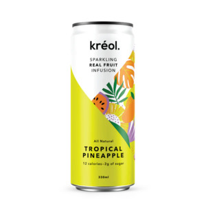 Kreol Sparkling: Kreol Sparkling Real Fruit Infusion Tropical Pineapple 330ml