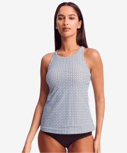 Sunseeker Geomath Tankini Top Blue - Naturalwear NZ