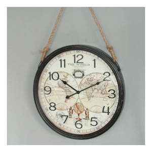 Science Astronomy: Hanging World Map Clock. 45cm