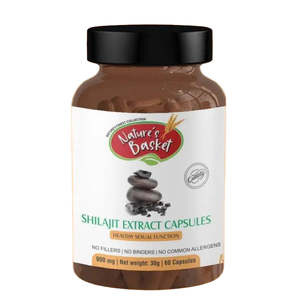 Herbal Capsules: Nature’s Basket NZ Shilajit Extract 60 Capsules — Himalayan Fulvic Mineral Support | Non-Stim Energy & Vitality