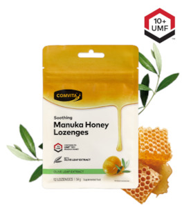 Lozenges: Comvita Manuka Honey Lozenge Olive Leaf 12s