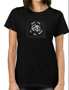Products: Naughty Bean Tee Shirt Ladies – Grab Life by the Beans – Naughty Bean Coffee