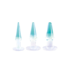 Glitzy Trainer 3 in 1 PVC Anal Plug Kit 4.5" - Transparent Green