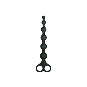 8" Ribbed Silicone Anal Beads Black