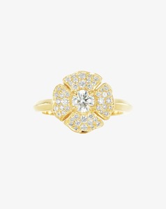 Romeo Flower Grand Pavé Ring Yellow Gold