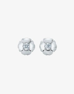 Romeo Flower Petit Solid Earrings White Gold