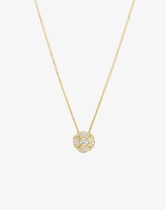 Romeo Flower Petit Pavé Necklace Yellow Gold