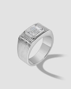 Wedding Bands: Sculpted Emerald Signet