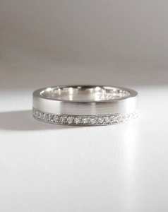 Platinum and Diamond Ring With Brushed Finish