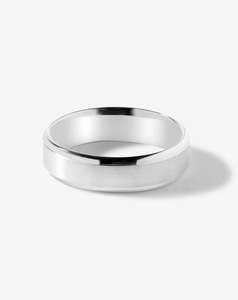 Mens Wedding Bands: Brushed Flat Band with Polished Edges