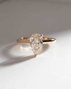 Pear Cut Champagne Diamond Solitaire