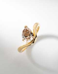 Pear Champagne Diamond with Curved Band