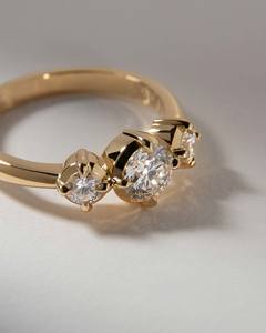 Bespoke Collection: Three Stone Bezel Set Diamond Ring with Compass Claws