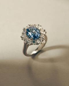 Oval Sapphire Halo with Fancy Cut Accents
