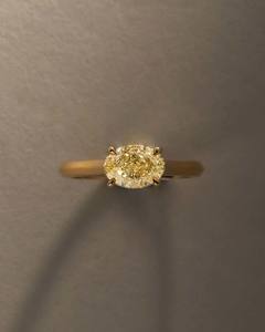Oval East West Yellow Diamond Solitaire