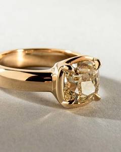Cushion Cut Bezel Set Yellow Diamond Solitaire