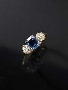 Rings: Sapphire and Diamond Three-Stone Ring