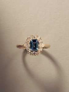 Bespoke Blue Sapphire Halo Ring