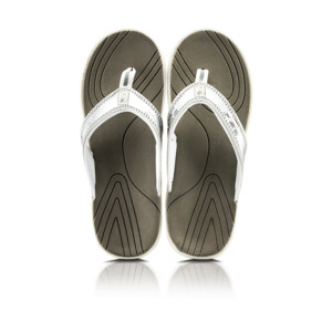 Clearance: Further-Markdown Neat Zori Female White and Silver Orthotic Water Resistant, Healthy, and Comfortable