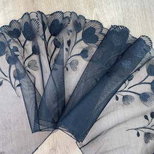 Embroidered Tulle: Embroidered Tulle ~ Black Heart (L+R)