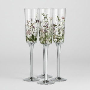 Glassware: Wildflower Champagne Flutes Set of 4