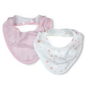Little Bamboo Muslin Bib 2 Pack - Dusty Pink