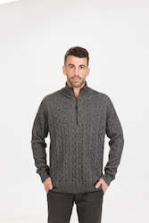 NE427 CABLE HALF ZIP SWEATER