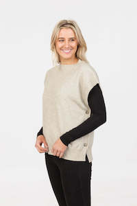 Womens Merino: SIDE BUTTON VEST NB887
