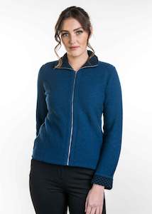 Womens Cardigans: POSSUM & MERINO WOMEN'S CONTRAST TRIM ZIP JACKET TR1016