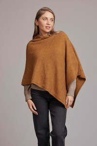 Womens Ponchos And Wraps: POSSUM & MERINO WOMEN'S PONCHO WITH GARTER DETAIL 5007