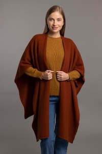 Womens Ponchos And Wraps: POSSUM & MERINO CAPE WITH SPLIT FRONT 616