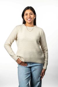 Womens Merino: POSSUM & MERINO MOSS STITCH PLATED CREW NECK JUMPER KO574