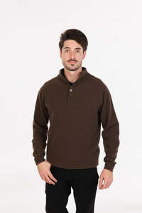 Mens Merino: POSSUM, MERINO MEN'S SWEATER WITH BUTTON COLLAR NB437
