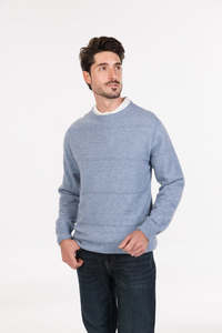 Mens Merino: POSSUM, MERINO MEN'S CREW NECK SWEATER RIPPLE STITCH NB438