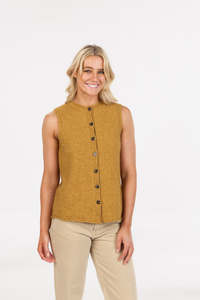 Womens Merino: POSSUM & MERINO WOMEN'S SLEEVELESS CARDIGAN WITH BUTTONS NB898