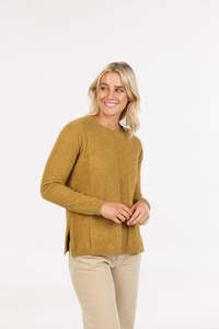 Womens Merino: POSSUM & MERINO WOMEN’S SWEATER ALTERNATE STRIPE NB904
