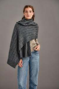 Womens Merino: POSSUM & MERINO SHAWL - HERRINGBONE LACE 5060