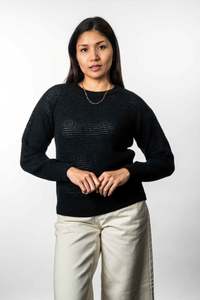 Womens Merino: POSSUM & MERINO CREW NECK CROCHET KNIT JUMPER KO577