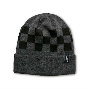 Beanies: Checked Beanie Charcoal Heather - One Size