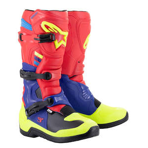 Boots: Tech-3 MX Boots Bright Red/Dark Blue/Fluoro Yellow 12