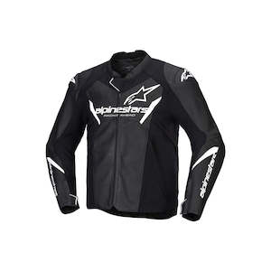 Jackets: Faster v3 Leather Jacket Black/White 58