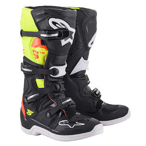 Tech-5 MX Boots Black/Red Fluoro/Yellow Fluoro 8