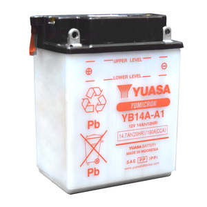 Batteries Mounts: *YB14A-A1 DG Battery with 0.9ltr acid pack Yuasa. Alt: YB14AA2 (YB14AA1PK)