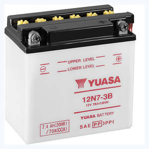 Batteries Mounts: 12N7-3B DG Battery with 0.5ltr acid pack Yuasa (12N73BPK)