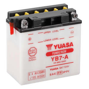 Batteries Mounts: YB7A DG Battery with 0.6ltr acid pack Yuasa (YB7APK)