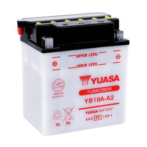 Batteries Mounts: YB10A-A2 DG Battery with 0.8ltr acid pack Yuasa (YB10AA2PK)